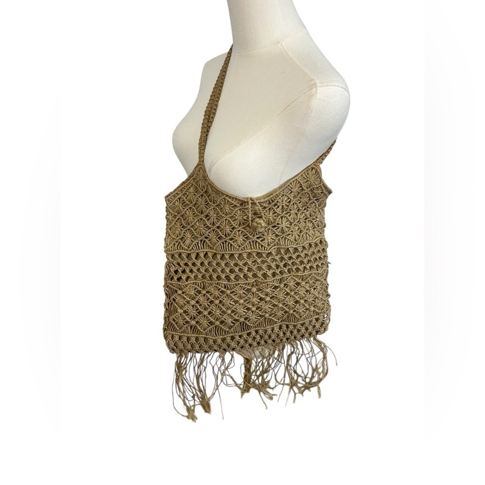 Ralph Lauren Denim & Supply Bag Crochet Macrame Boho Jute Shoulder Purse Vtg